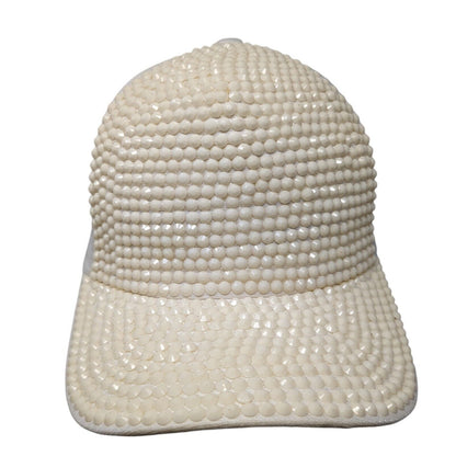 Jovie Snapback Hat White One Size Adjustable Rhinestone Bling Shiny