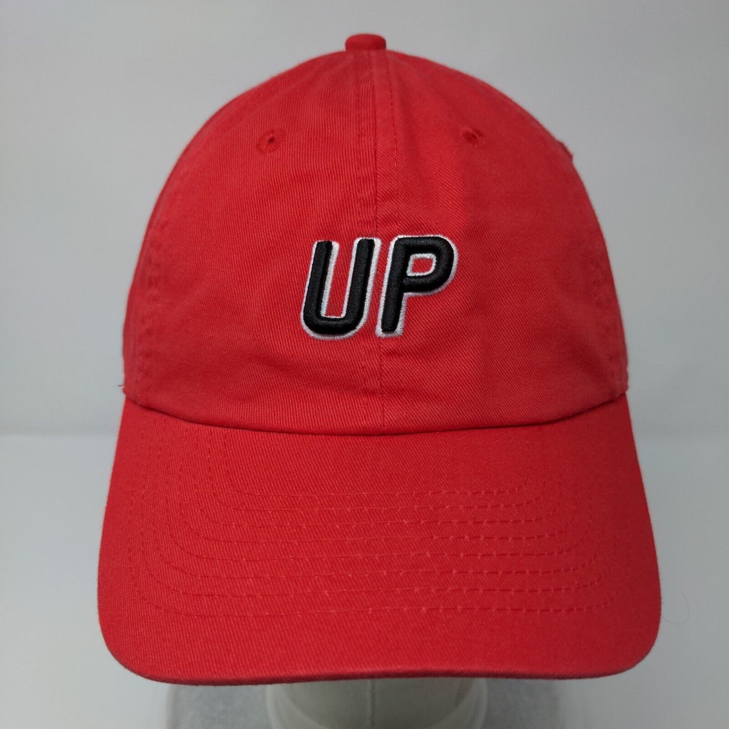 UP 8760 Slideback Hat Red OSFA Adjustable Embroidered 6 Panel Wheels Up Cotton