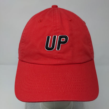 UP 8760 Slideback Hat Red OSFA Adjustable Embroidered 6 Panel Wheels Up Cotton