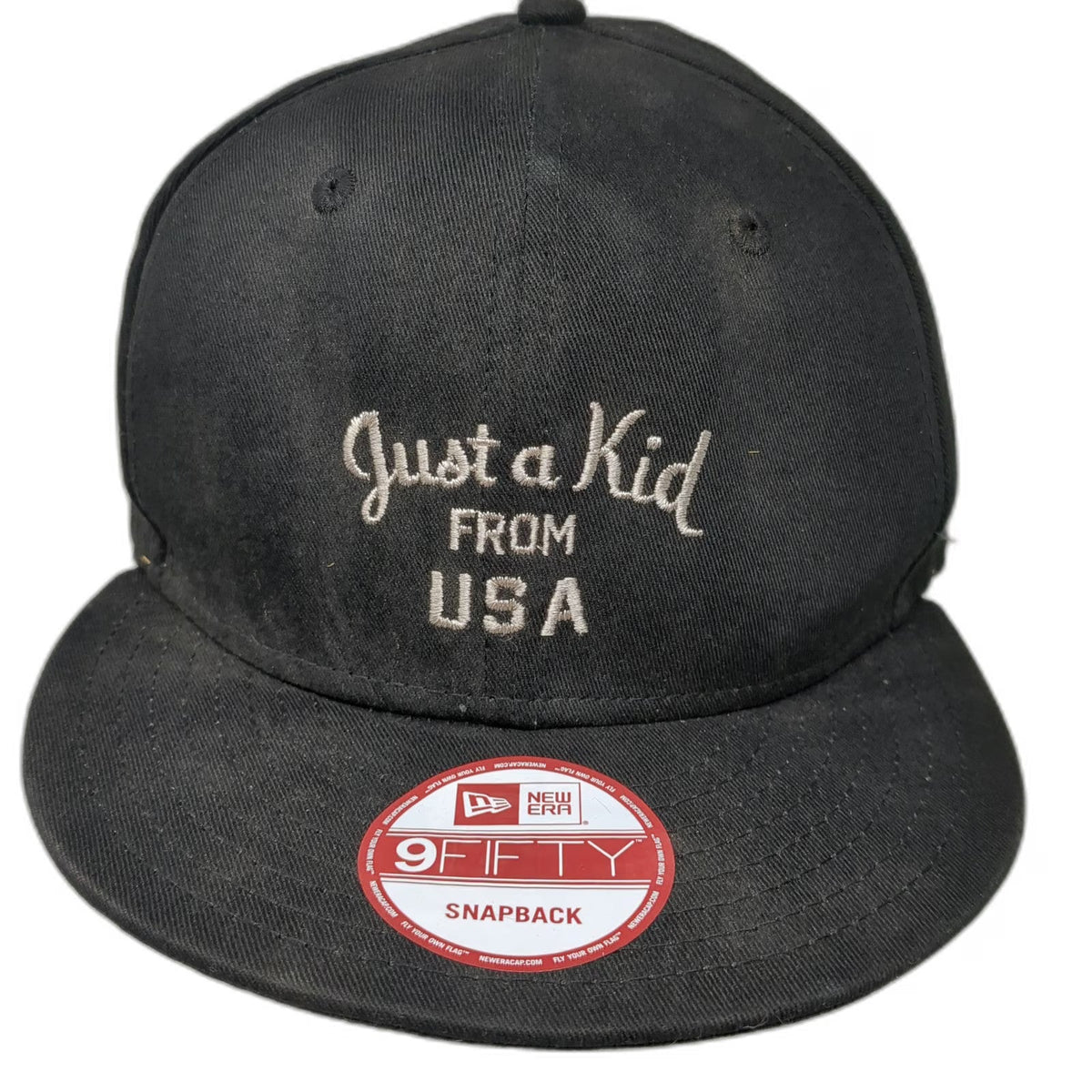 New Era Snapback Black One Size Hat Just a Kid From USA Powerade Blue Flat Brim
