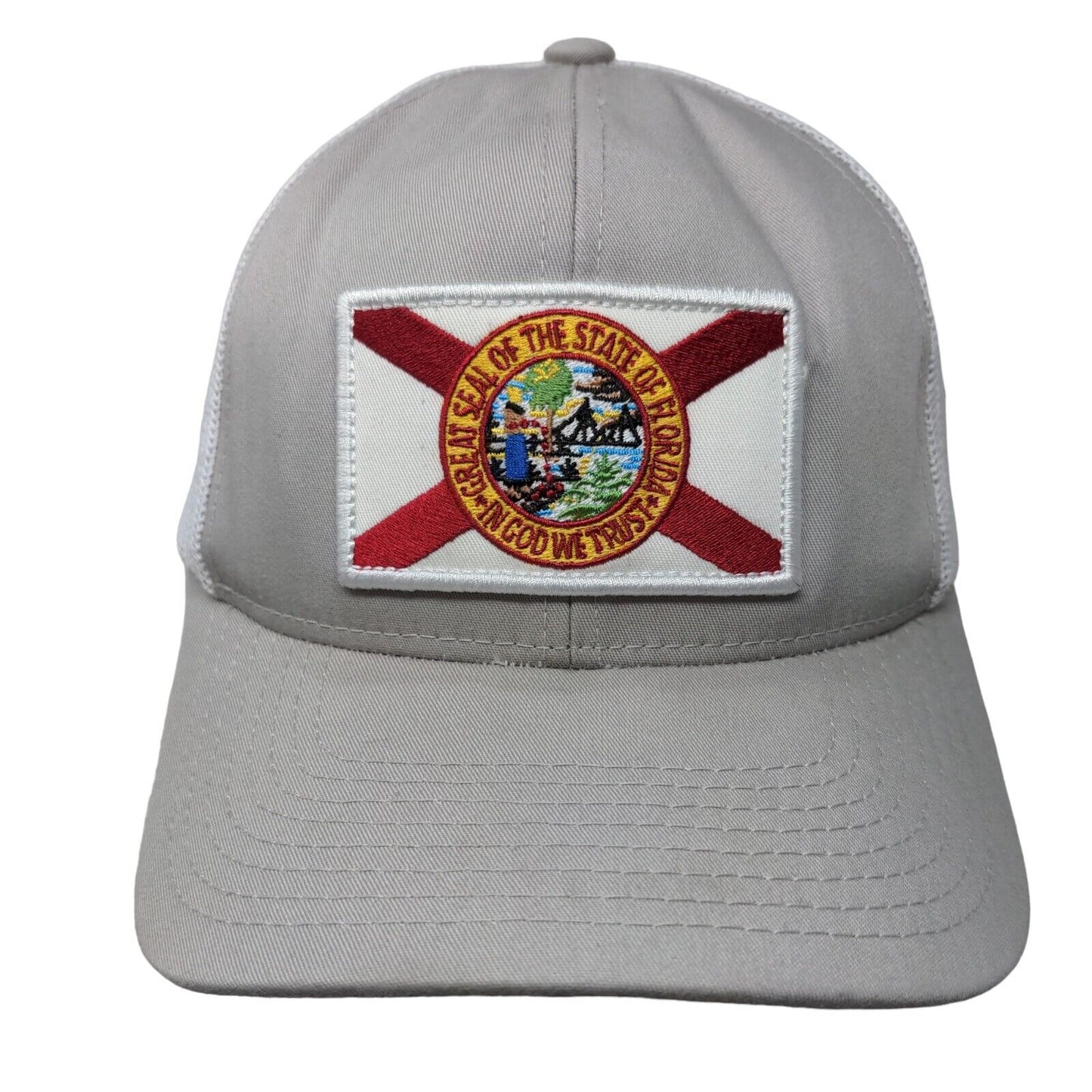Great Seal Of The State Of Florida Snapback Mesh Back Trucker Hat Gray One Size