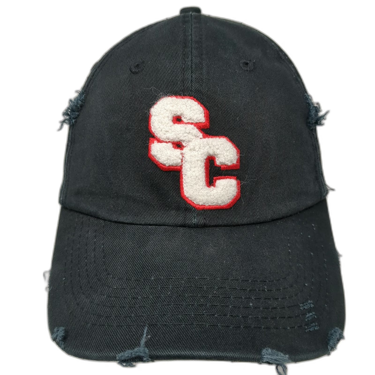 Head To Toe Baseball Cap Black One Size Chenille Patch Sport Clips Frayed Hat