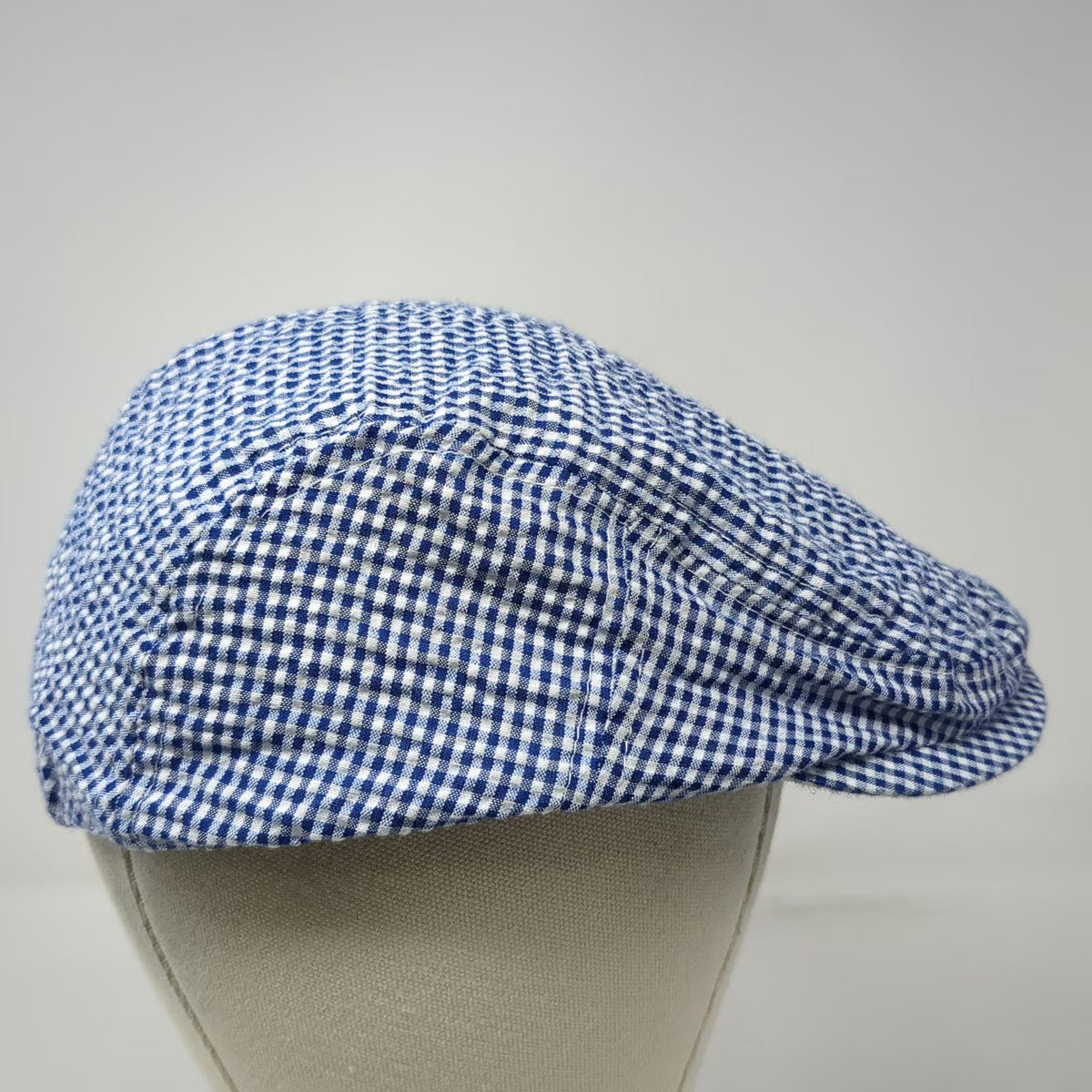 Newsboy Cap Blue One Size Fitted Gingham Checkered Pattern Driving Ivy Golf Hat