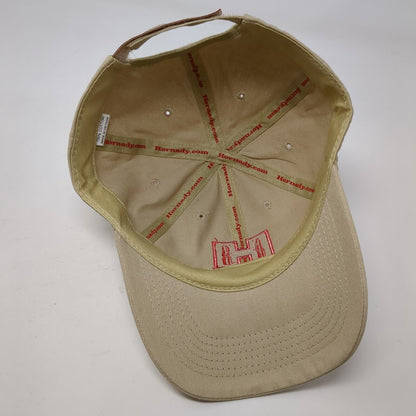 Hornady Strapback Hat Tan OSFA Adjustable Embroidered Vented Holes Cotton
