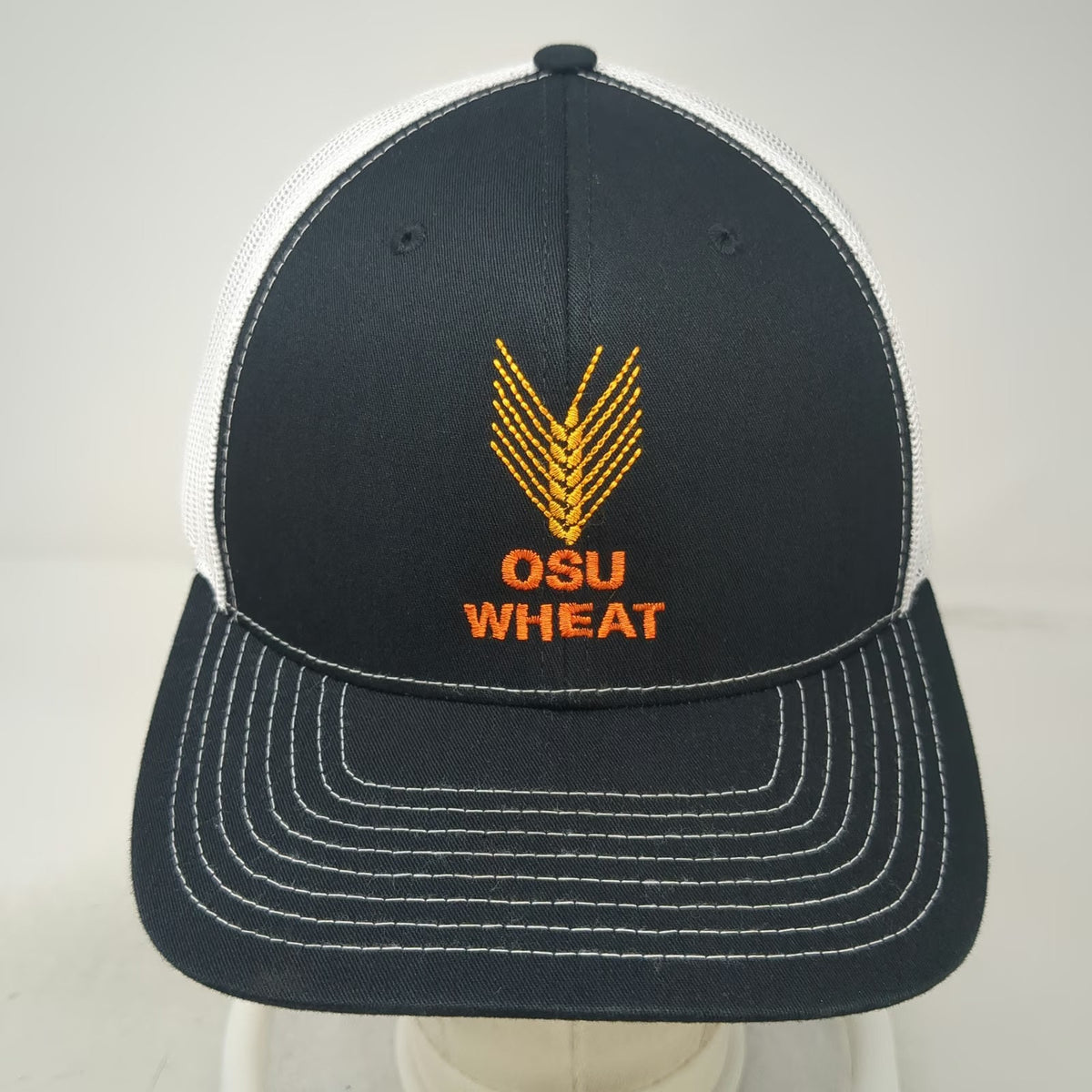 Richardson Trucker Hat Black One Size OSU Wheat Mesh Snapback Agriculture Hat