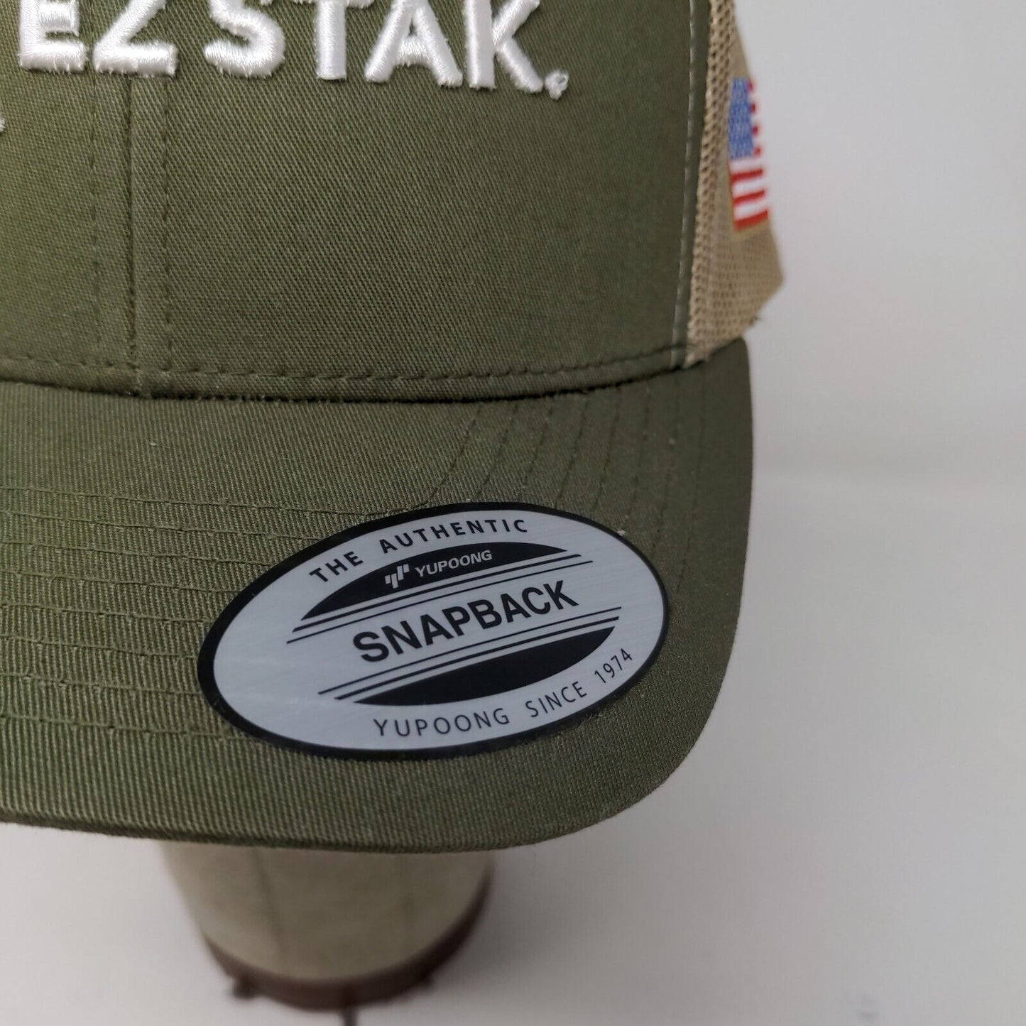 Yupoong Men's Snapback Mesh Back Hat Green Embroidered Logo EZ Stak