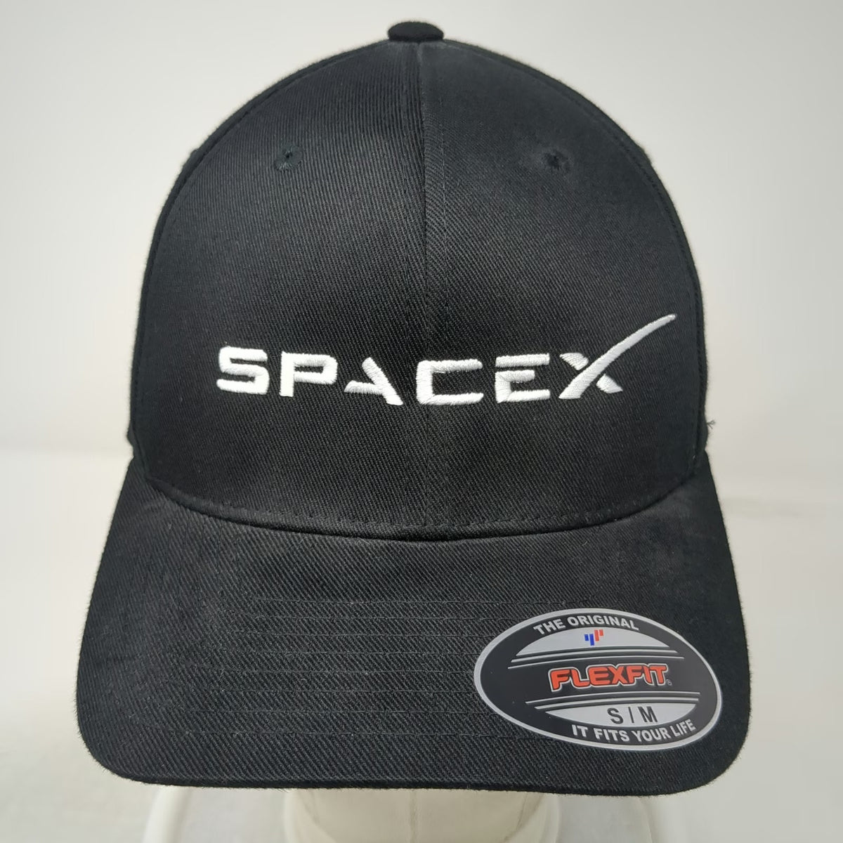 Flexfit Baseball Cap Black M SpaceX Logo Embroidered Aerospace Rocket Fitted Hat