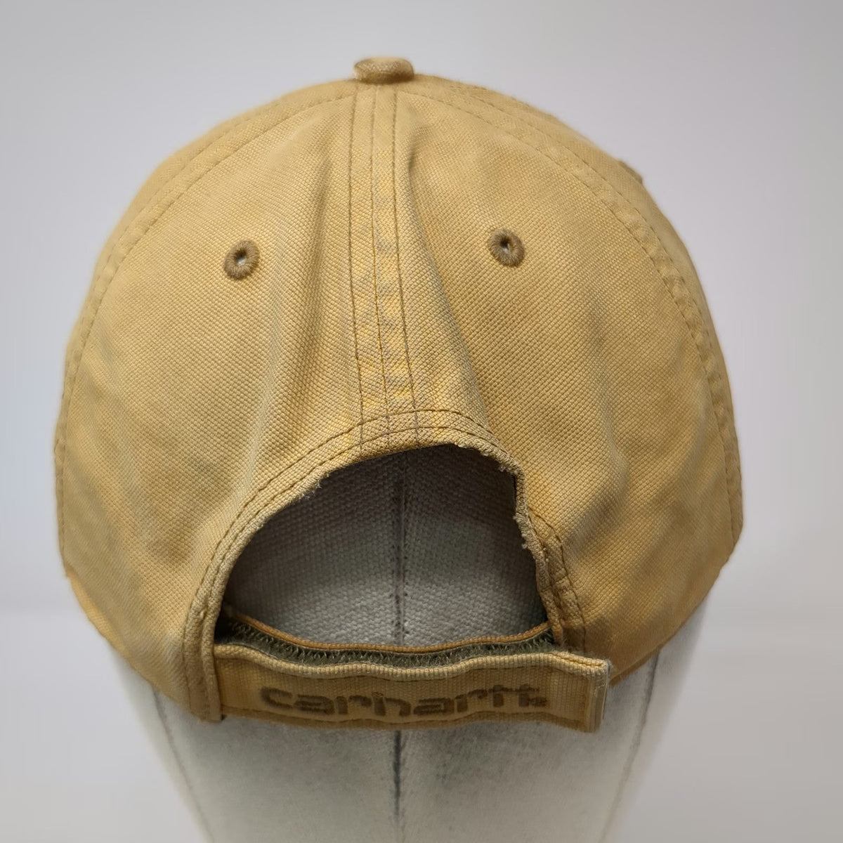 Carhartt Baseball Cap Brown One Size Strapback Leather Patch Logo Canvas Hat