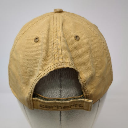 Carhartt Baseball Cap Brown One Size Strapback Leather Patch Logo Canvas Hat
