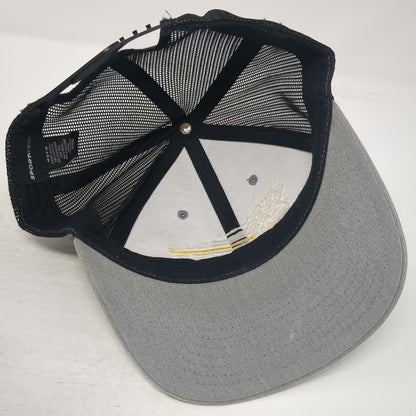 Sport-Tek Trucker Hat Gray One Size Mesh Snapback Thin Yellow Line American Flag