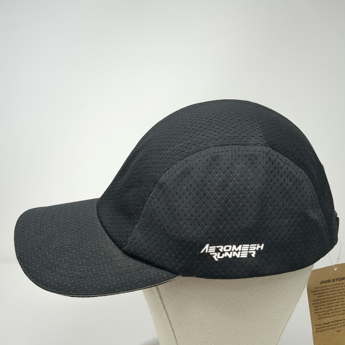 Tough Headwear Baseball Cap Black One Size Mesh Runner Slideback Hat Breathable