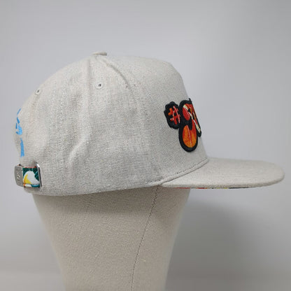 Aloha Headwear 5 Panel Beige Hat OSFM Hawaii Islands Tropical Floral Flat Brim