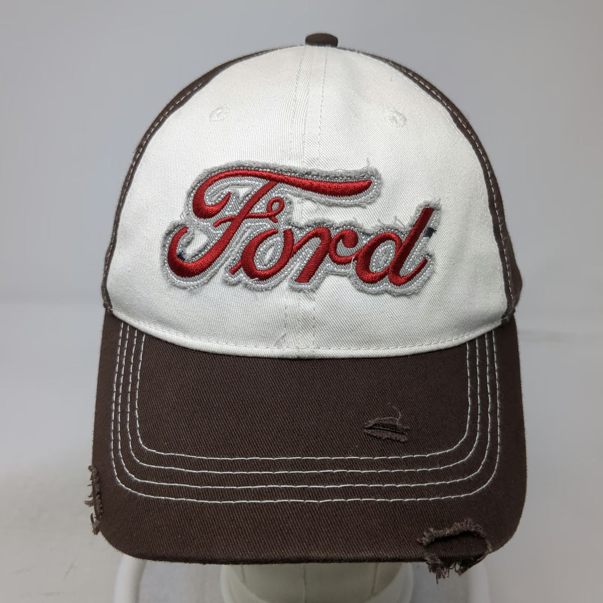 Infinity Headwear Ford Baseball Cap Brown White OSFM Embroidered Logo Stitch Hat