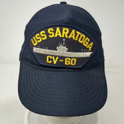 USS Saratoga CV-60 Aircraft Carrier Navy Patch Blue 5 Panel One Size Hat USA