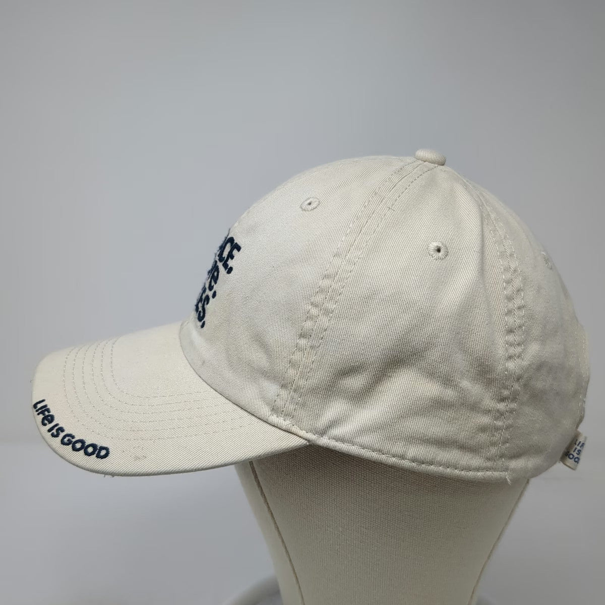 Life Is Good Baseball Cap Beige One Size Adjustable Peace Love Bikes Cotton Hat