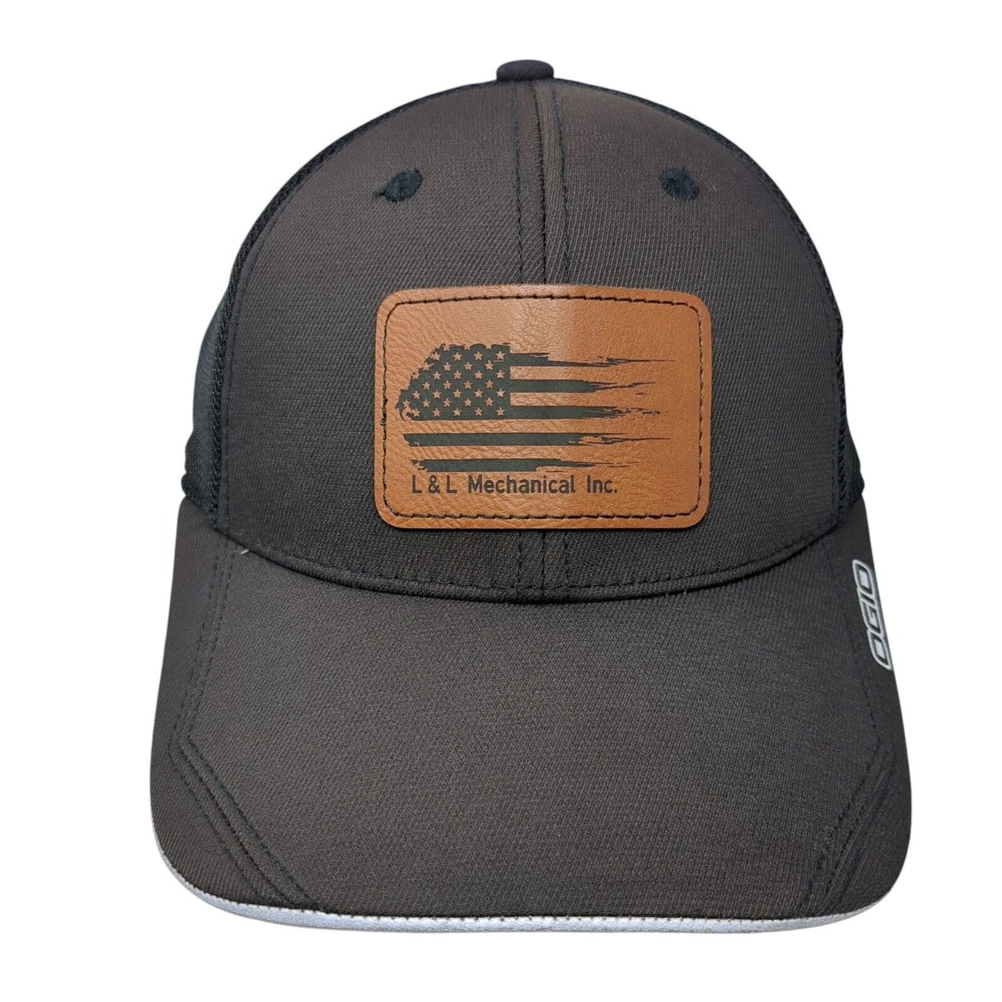 L&L Mechanical Inc. Patch Fitted Mesh Back Trucker Hat Black S/M Ogio