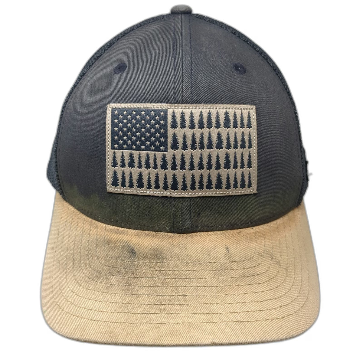 Columbia Baseball Cap Gray One Size Pine Tree Flag Patch Mesh Flexfit Hat
