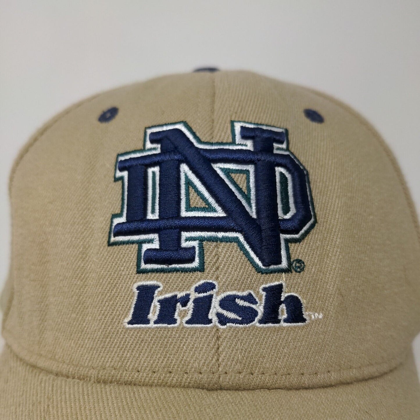 Zephyr Men's Fitted Hat Tan Size L/XL Embroidered Notre Dame Irish Logo Acrylic