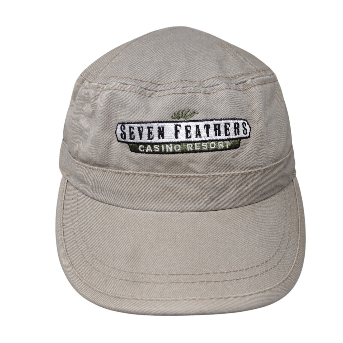 Seven Feathers Casino Resort Strapback Cadet Army Cap Tan OS Adjustable Cotton