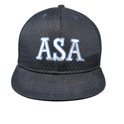 ASA Amateur Softball Association Fitted Hat Blue 7 1/2 USA Flag Mesh