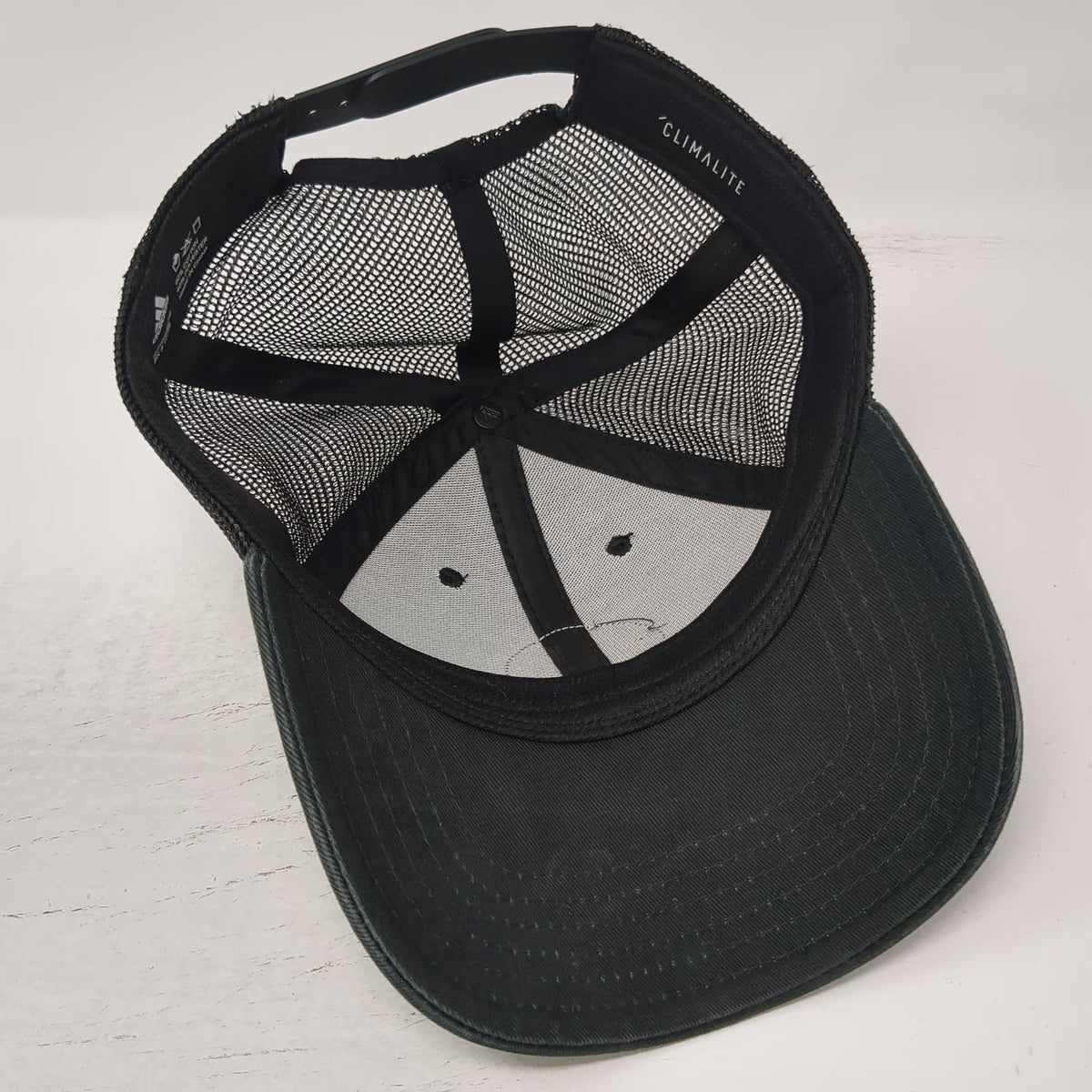 Adidas Trucker Hat Black One Size Mesh Back Snapback Climalite Gradient Patch