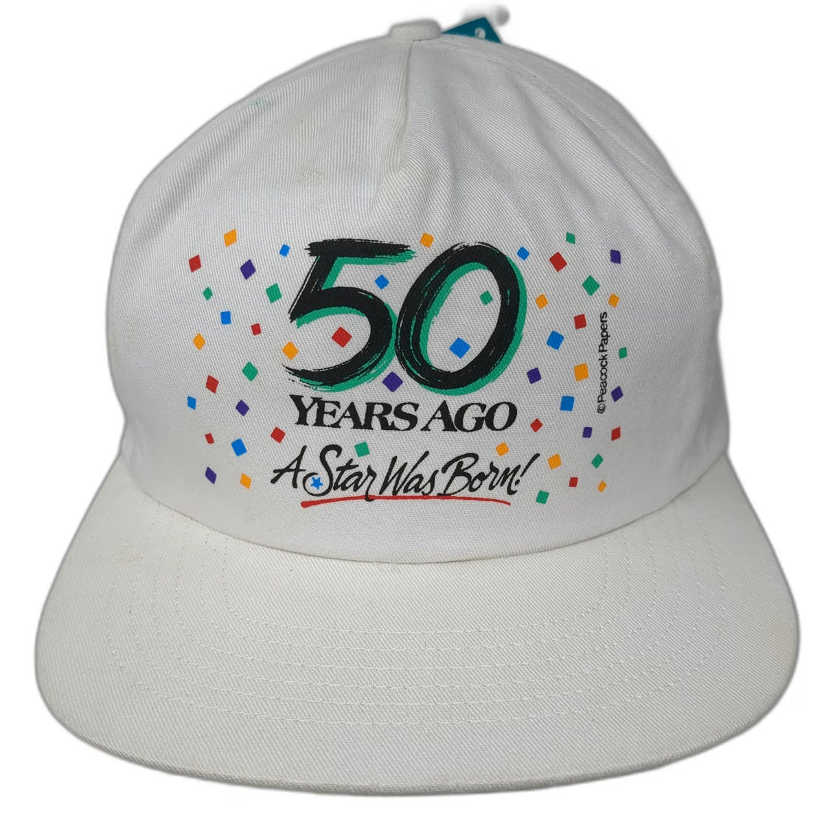 Peacock Cap 50 Years Ago A Star Was Born 5 Panel White Hat One Size Snapback