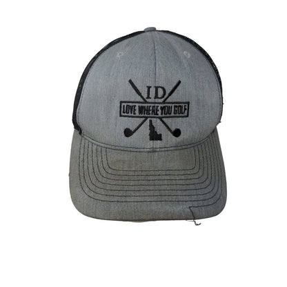 Idaho Golf Mesh Back Snapback Hat Love Where You Golf Gray Embroidered