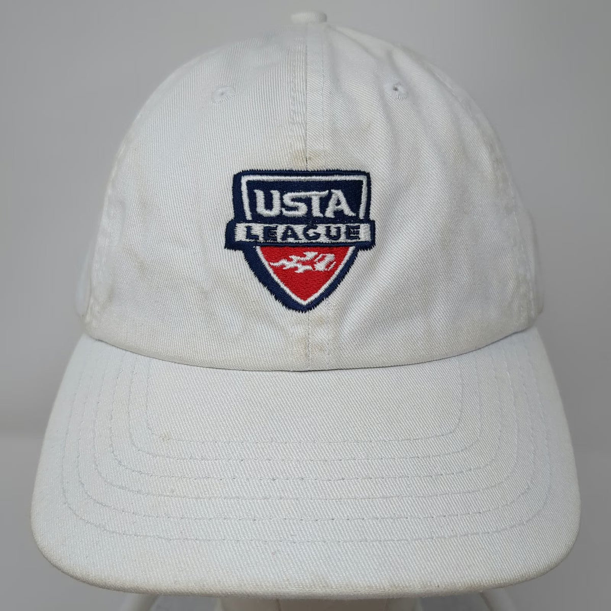 White Baseball Cap One Size USTA League 2010 Team Captain Tennis Sports Logo Hat