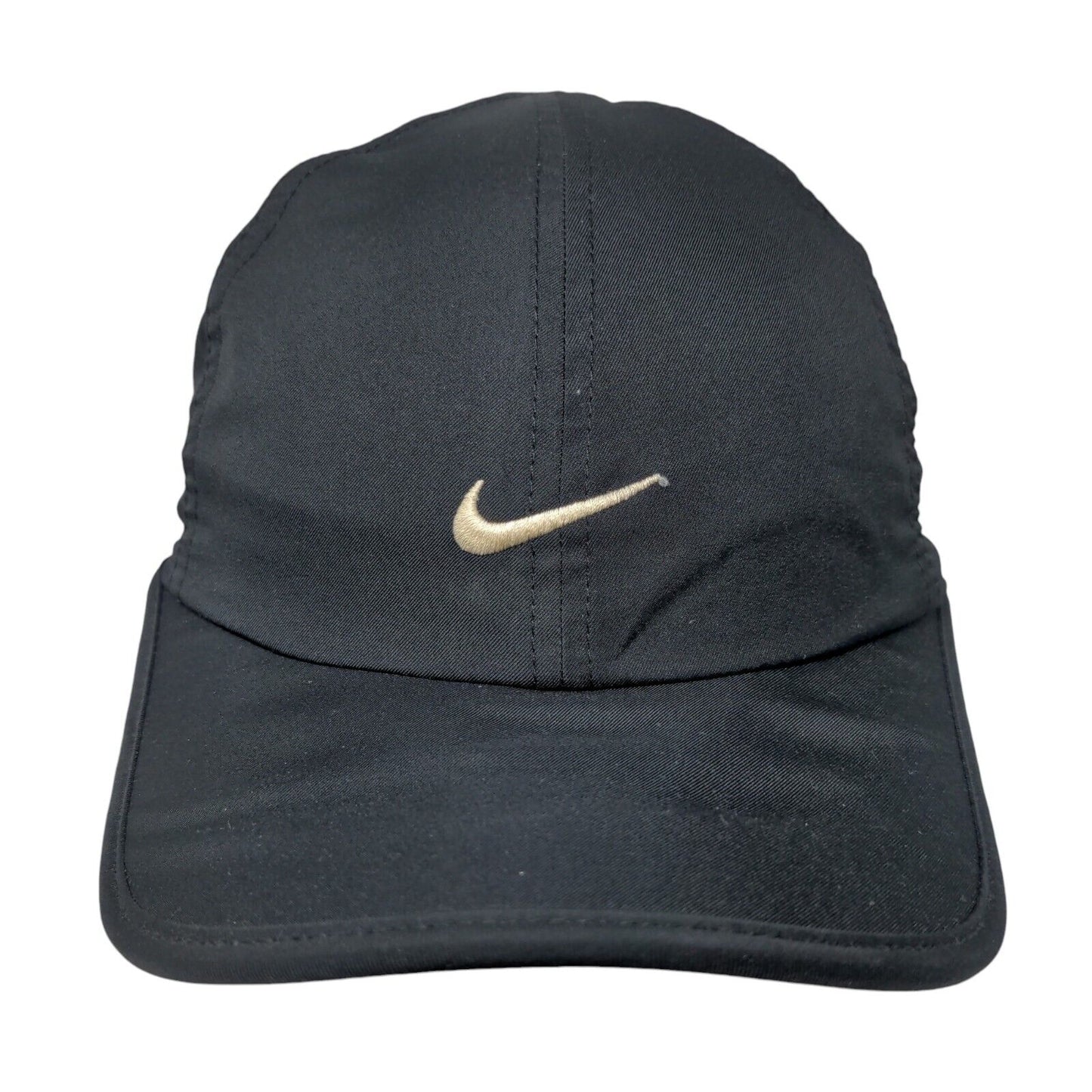 Nike Swoosh Strapback Hat Black OSFM Embroidered Dri-Fit Featherlight