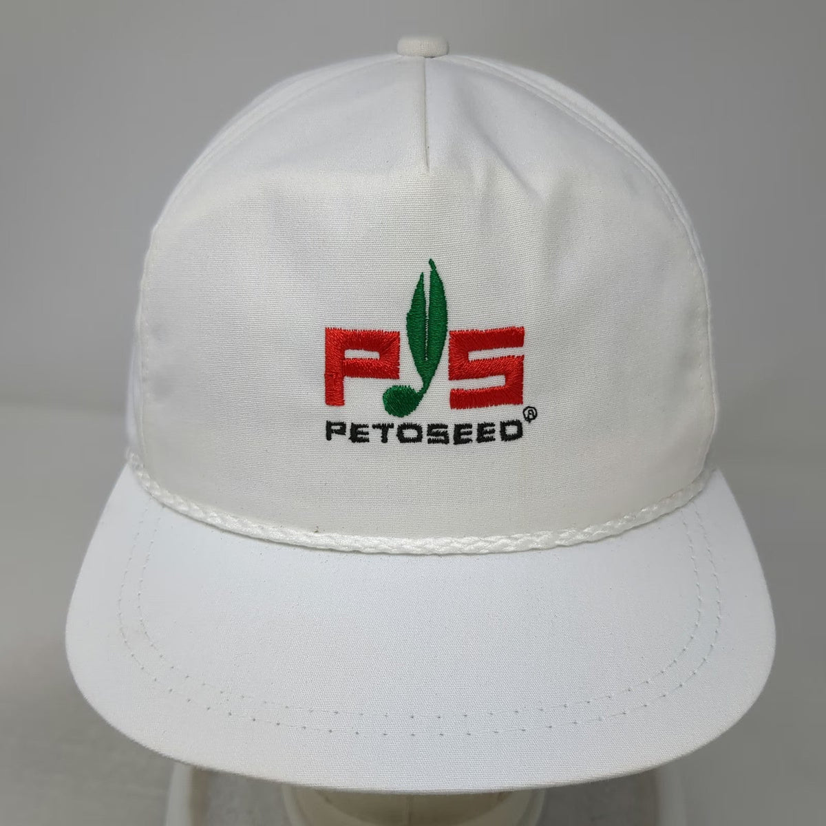 K-Products 5 Panel White One Size Petoseed Agriculture Rope Hat Slideback USA
