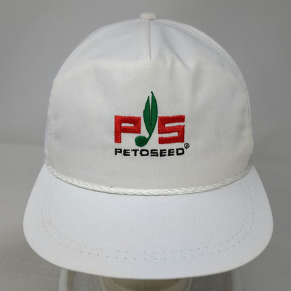 K-Products 5 Panel White One Size Petoseed Agriculture Rope Hat Slideback USA