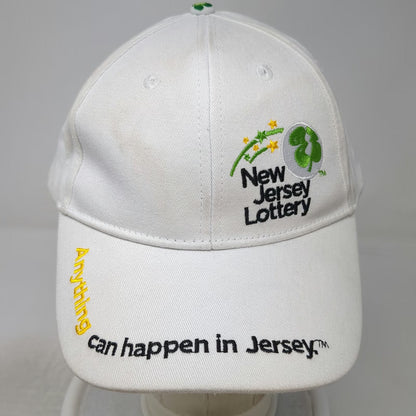New Jersey Lottery White Baseball Cap OSFM Anything Can Happen In Jersey Logo