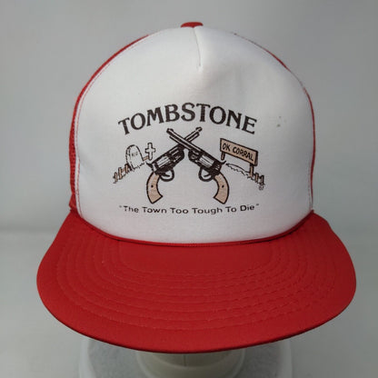 Tombstone Snapback Mesh Back Rope Trucker Hat Red OSFA Colorblock