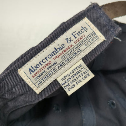 Abercrombie & Fitch Baseball Cap Blue AF92 Leather Strap Stitch Hat Vintage