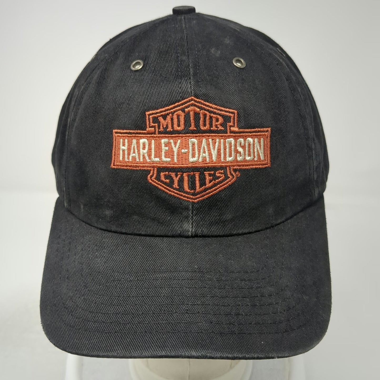 Harley-Davidson Baseball Cap Black One Size Strapback Leather Made In USA Hat