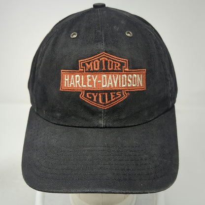 Harley-Davidson Baseball Cap Black One Size Strapback Leather Made In USA Hat