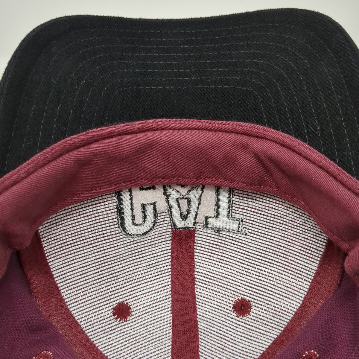 Cyrk Snapback Red Black One Size Hat Caterpillar Logo Embroidered Cotton