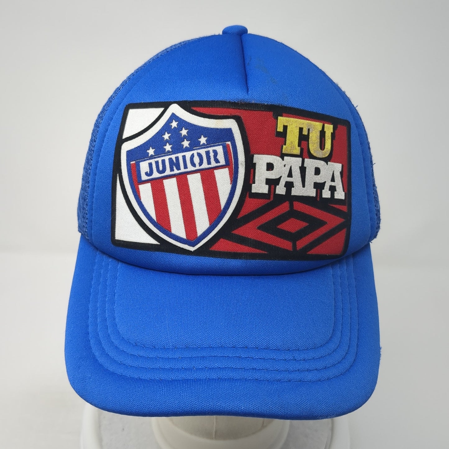 Junior Tu Papa Snapback Trucker Hat Blue One Size Mesh Back Adjustable