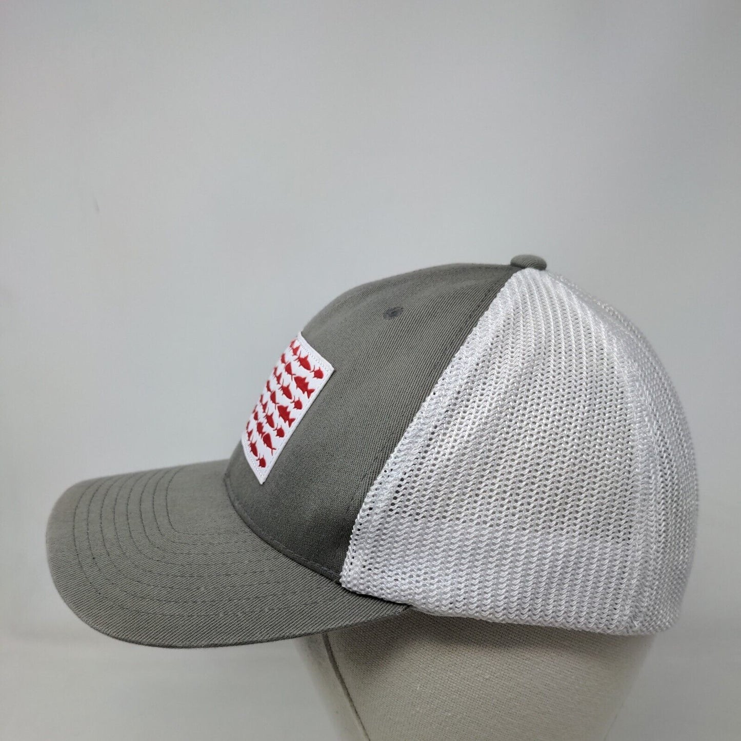Columbia PFG Fish Flag Fitted Trucker Hat Gray L/XL Mesh Back Colorblock