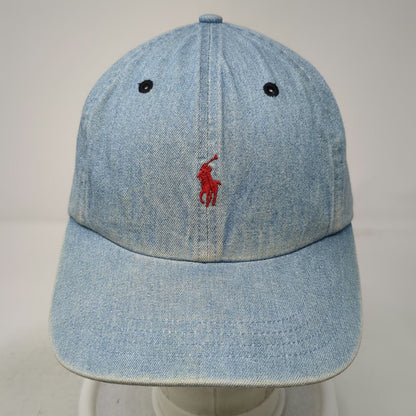 Polo Ralph Lauren Baseball Cap Blue One Size Denim Slideback Logo 6 Panel Hat