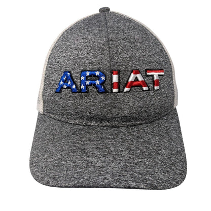 Ariat American Flag Snapback Trucker Hat Gray OSFA Mesh Back 6 Panel