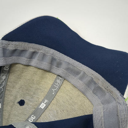 Seattle Seahawks NFL New Era Blue L 39THIRTY Stretch Fit Green White Logo Hat