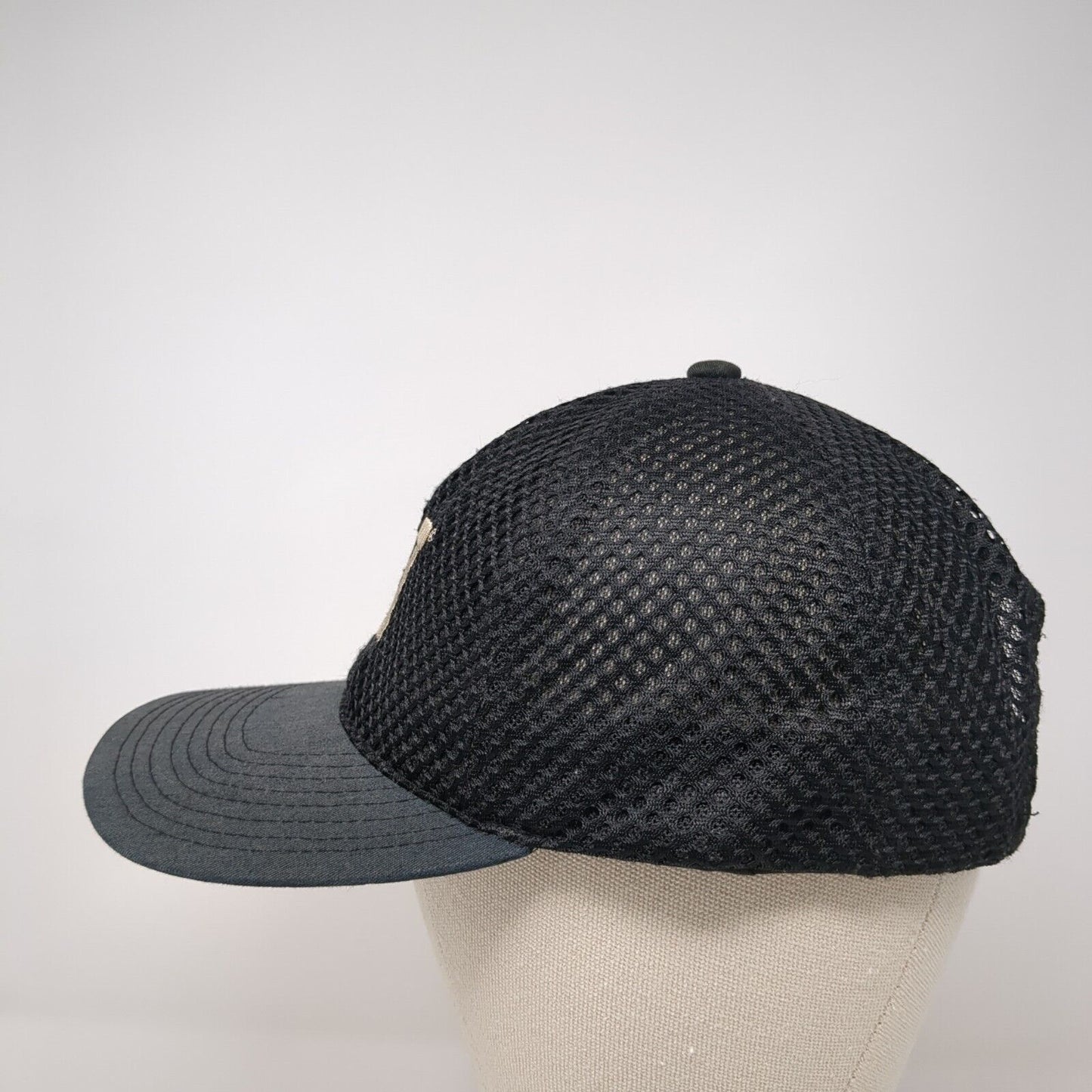 CAT Snapback Mesh Back Hat Black One Size Embroidered Logo Yupoong