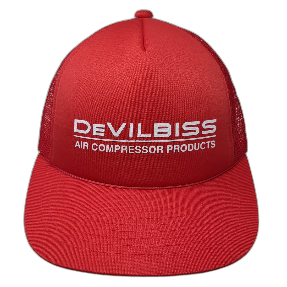Headwear Trucker Hat Red One Size DeVilbiss Air Compressor Mesh Back Snapback