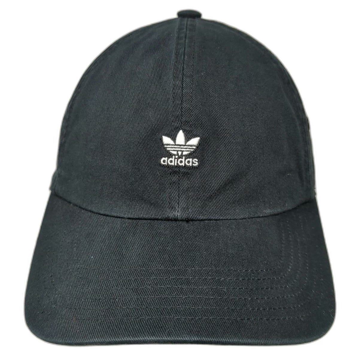 Adidas Baseball Cap Black One Size Trefoil Logo Cotton Slideback Eyelets Hat