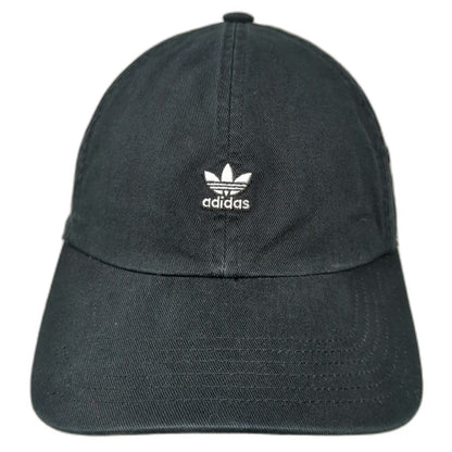 Adidas Baseball Cap Black One Size Trefoil Logo Cotton Slideback Eyelets Hat