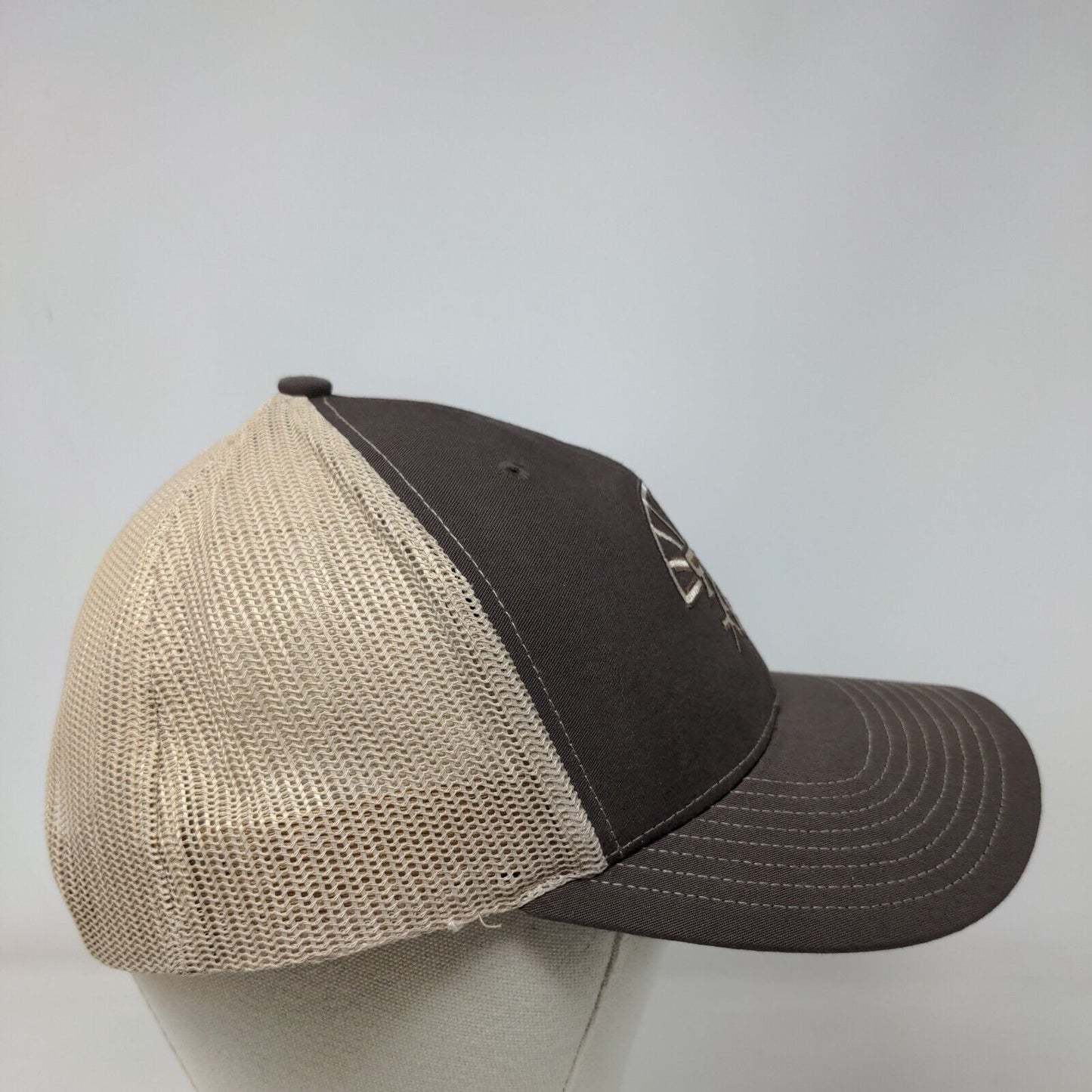 Richardson Snapback Trucker Hat Brown One Size Adjustable Embroidered Mesh Back