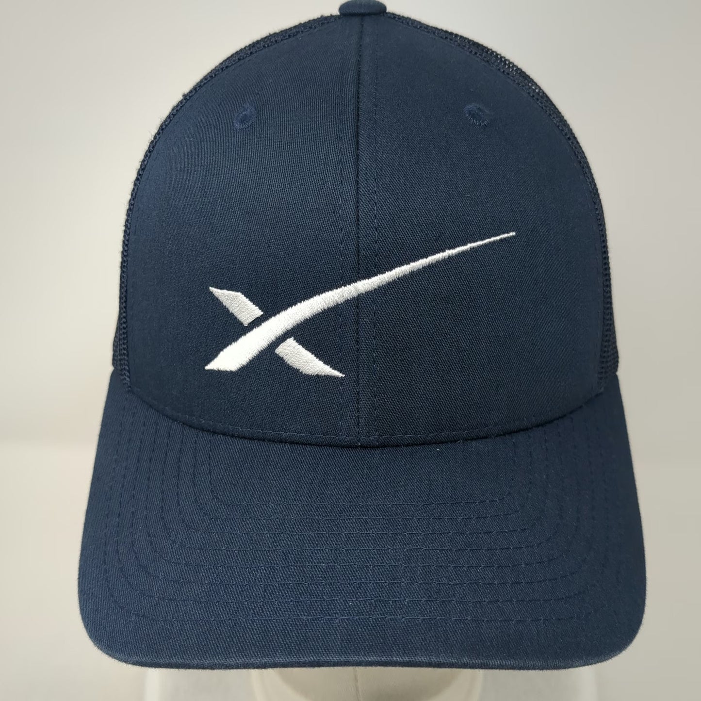 Yupoong Trucker Hat Blue White OS SpaceX Logo Embroidered Snapback Mesh Cap