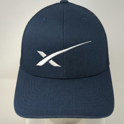 Yupoong Trucker Hat Blue White OS SpaceX Logo Embroidered Snapback Mesh Cap