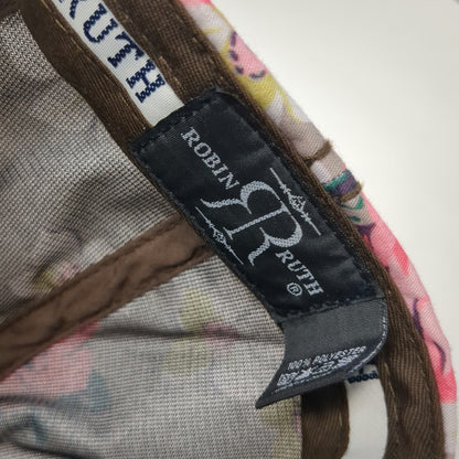 Robin Ruth 5 Panel Hat Gray Pink Floral Alaska Quilted Distressed One Size